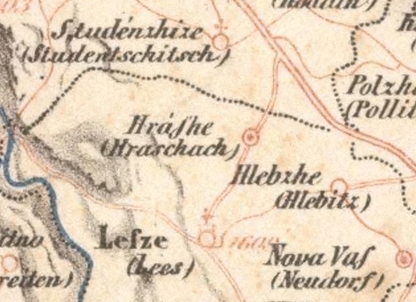 Prva omemba Nove vasi na karti, 1843